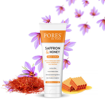 Saffron & Honey Face Scrub with milk proteins and zero sulphate by PORES BE PURE